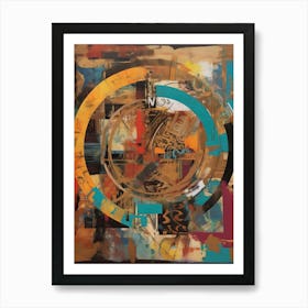 Spinning around, Abstract Collage In Pantone Monoprint Splashed Colors Art Print