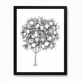 Peach Tree Minimalistic Drawing 3 Art Print