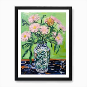 Flowers In A Vase Still Life Painting Asters 7 Art Print