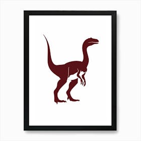 Maroon Dinosaur Silhouette 1 Art Print