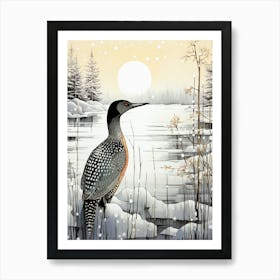 Winter Bird Painting Common Loon 1 Art Print