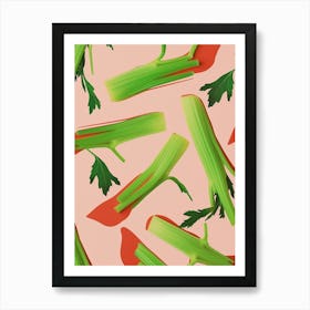 Celery Pattern Illustration 2 Art Print