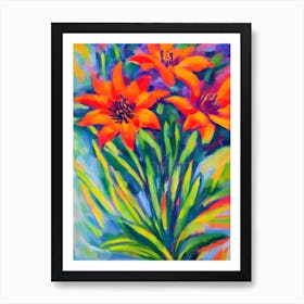 Inca Lily Floral Print Abstract Block Colour 2 Flower Art Print