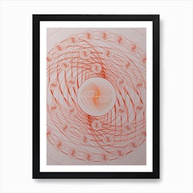 Geometric Abstract Glyph Circle Array in Tomato Red n.0289 Art Print
