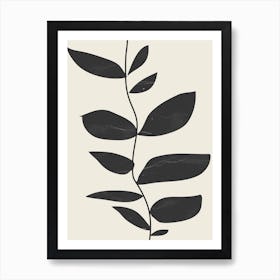 Minimal Plant Cream Black Art Print