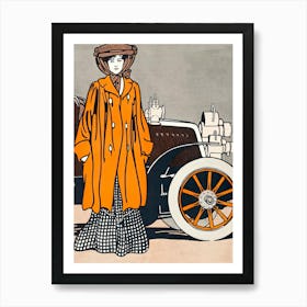 Woman Standing Beside An Automobile, Edward Penfield Art Print