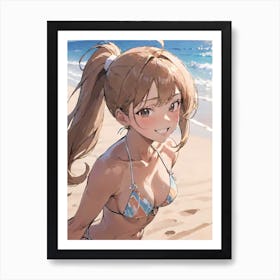 Girl Shining In The Sun On The Sandy Beach Art Print