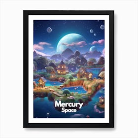 Mercury Travel Poster Bubble Planet 1 Art Print