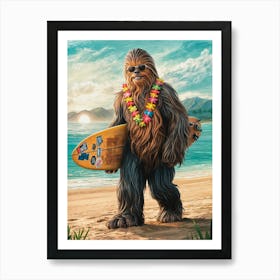 Chewbacca surf Art Print