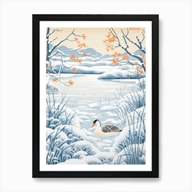 Winter Bird Painting Mallard Duck 2 Art Print