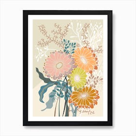 Springtime Daisies Earthy Tones Art Print