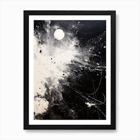 Cosmic Symphony Abstract Black And White 1 Art Print