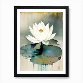 Lotus Flower And Water 1, Symbol Abstract Painting Art Print