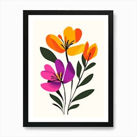 Flowers On A White Background 2 Art Print