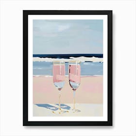 Wine Glasses On The Beach 1 Art Print