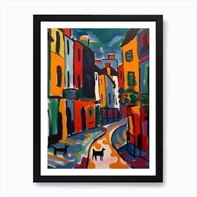 Painting Of London With A Cat 4 In The Style Of Matisse Art Print
