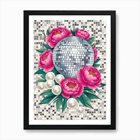 Disco Ball And Flowers 3 Art Print