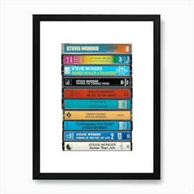 Stevie Wonder - Music Poster - Albums on Cassette Print Art Print