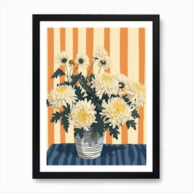 Chrysanthemum Flowers On A Table   Contemporary Illustration 4 Art Print