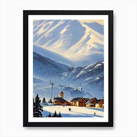 Gudauri, Georgia Ski Resort Vintage Landscape 1 Skiing Poster Art Print