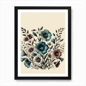 Blue Flowers In A Vase Art Print