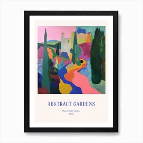 Colourful Gardens Powis Castle Gardens Wales 6 Blue Poster Art Print