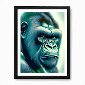 Angry Gorilla Gorillas Greyscale Sketch 1 Art Print