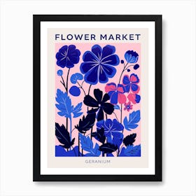 Blue Flower Market Poster Geranium 1 Art Print