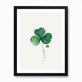 Four Leaf Clover Symbol Minimal Watercolour Poster