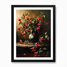 Baroque Floral Still Life Fuchsia 2 Art Print