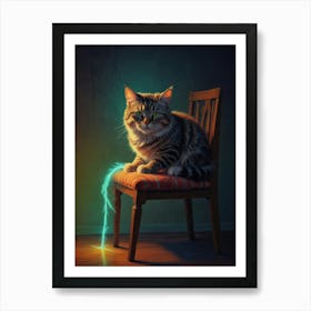 Cat Sitting On A Chair Art Print