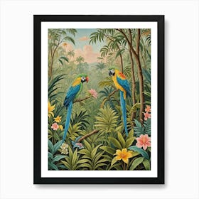 Two Parrots In The Jungle Art Print