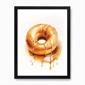 Caramel Glazed Donut Cute Neon 1 Art Print