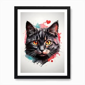Cat With Red Eyes Art Print