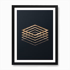 Abstract Geometric Gold Glyph on Dark Teal n.0365 Art Print