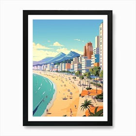 Copacabana Beach, Brazil, Flat Illustration 2 Art Print