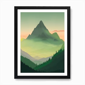 Misty Mountains Vertical Composition In Green Tone 83 Art Print