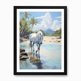 A Horse Oil Painting In Anse Cocos, Seychelles, Portrait 4 Art Print