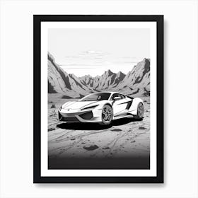 Lamborghini Huracan Desert Line Drawing 3 Art Print