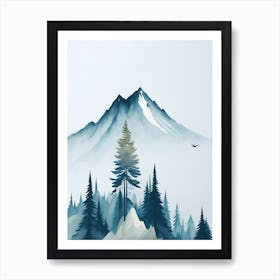 Mountain And Forest In Minimalist Watercolor Vertical Composition 57 Art Print