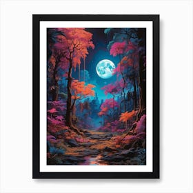 Full Moon In The Forest 1 Art Print