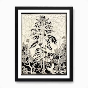 B&W Plant Illustration Croton Norma Art Print