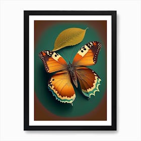 Comma Butterfly Retro Illustration 1 Art Print