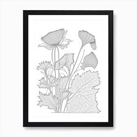 Maca Herb William Morris Inspired Line Drawing 2 Art Print