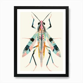 Colourful Insect Illustration Cricket 16 Art Print