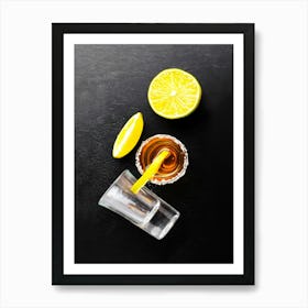 Tequila and lime — Food kitchen poster/blackboard, photo art Art Print