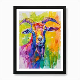 Goat Colourful Watercolour 1 Art Print