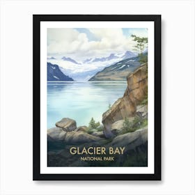 Glacier Bay National Park Watercolour Vintage Travel Poster 1 Art Print