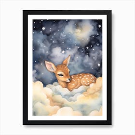 Baby Deer 7 Sleeping In The Clouds Art Print