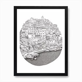 Cascais, Portugal Line Art Black And White 2 Art Print